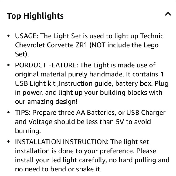 Lightailing LED Kit for Technic Chevrolet Corvette - Picture 6 of 7